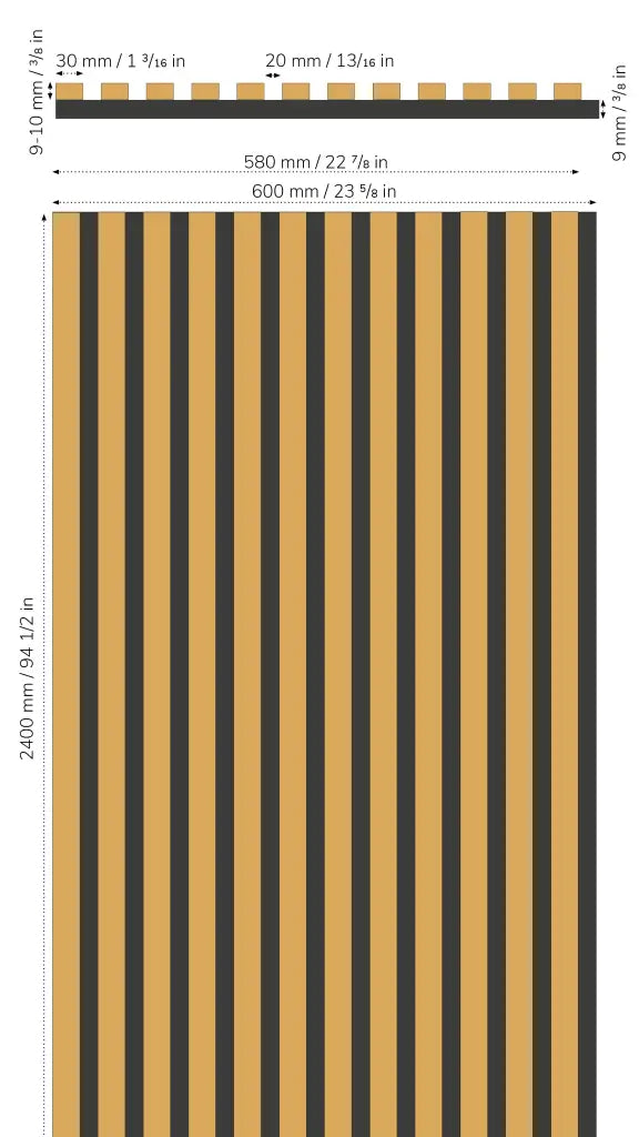 Slate-Lite ARCTIC WHITE Bookmatching-set met 6 akoestische panelen, 240 × 60 cm