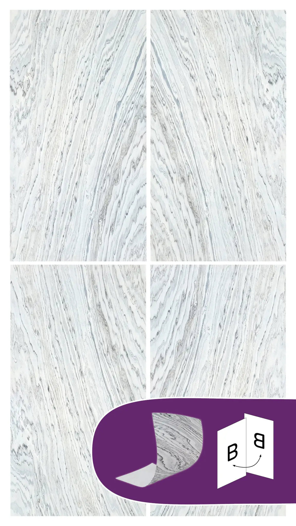 Slate-Lite Arctic White Bookmatching